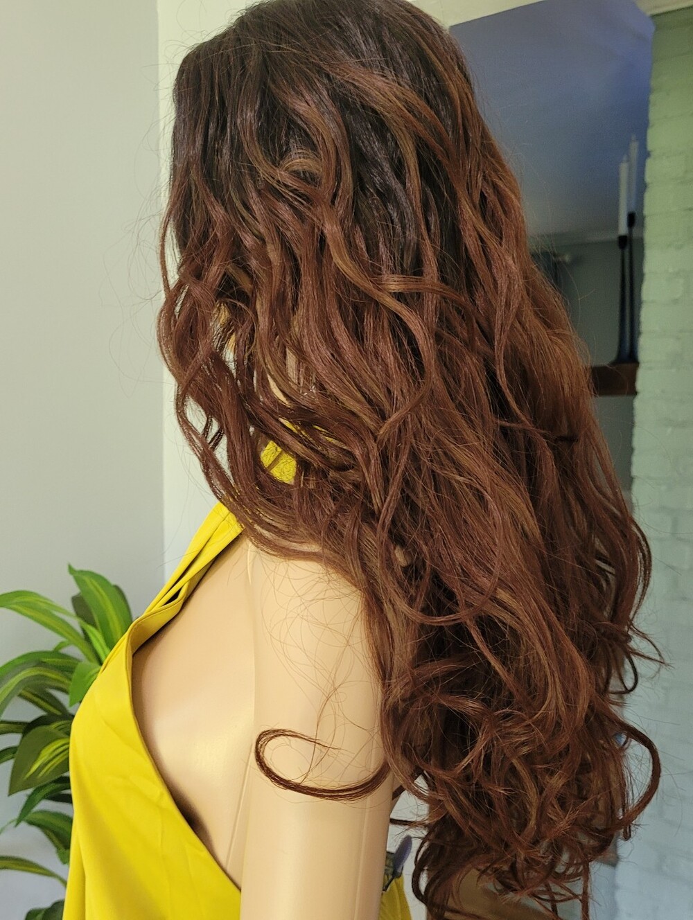 Brown Auburn Long Wavy Women's Hairpiece - Wig Natural Shine NWOT